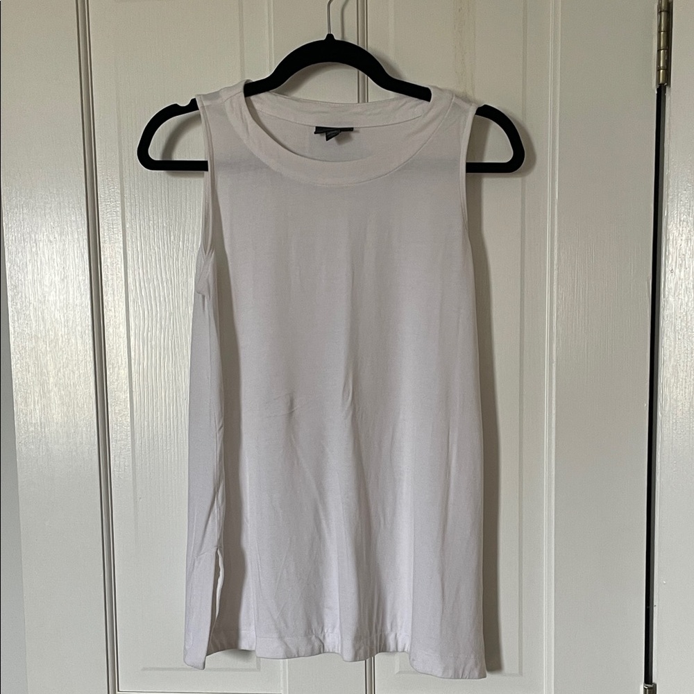 White Sleeveless Side Slit Tank Top